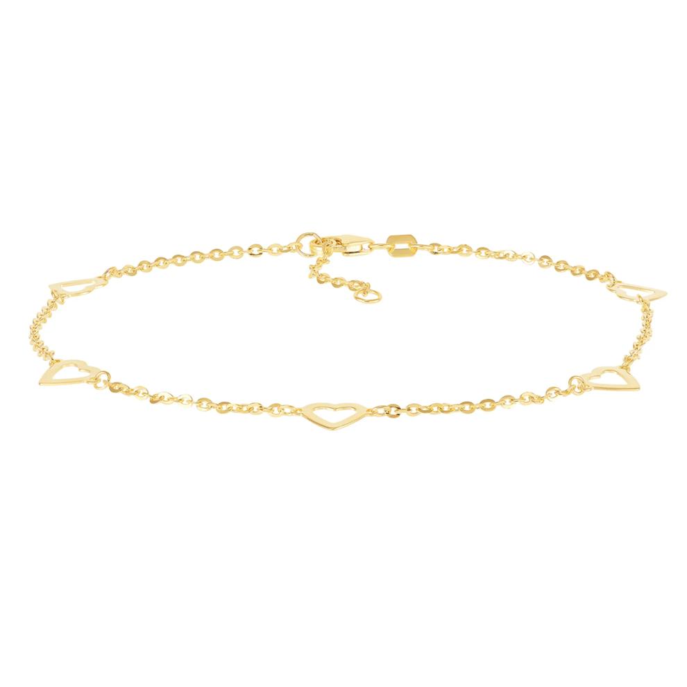 Open Heart Anklet in 10K Yellow Gold, 10" – Image 1 of 2