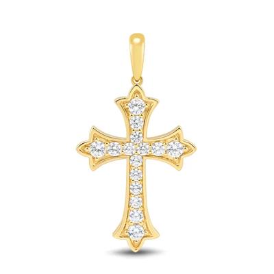 Lab Grown Diamond Cross Pendant in 10K Yellow Gold (1 ct. tw.)