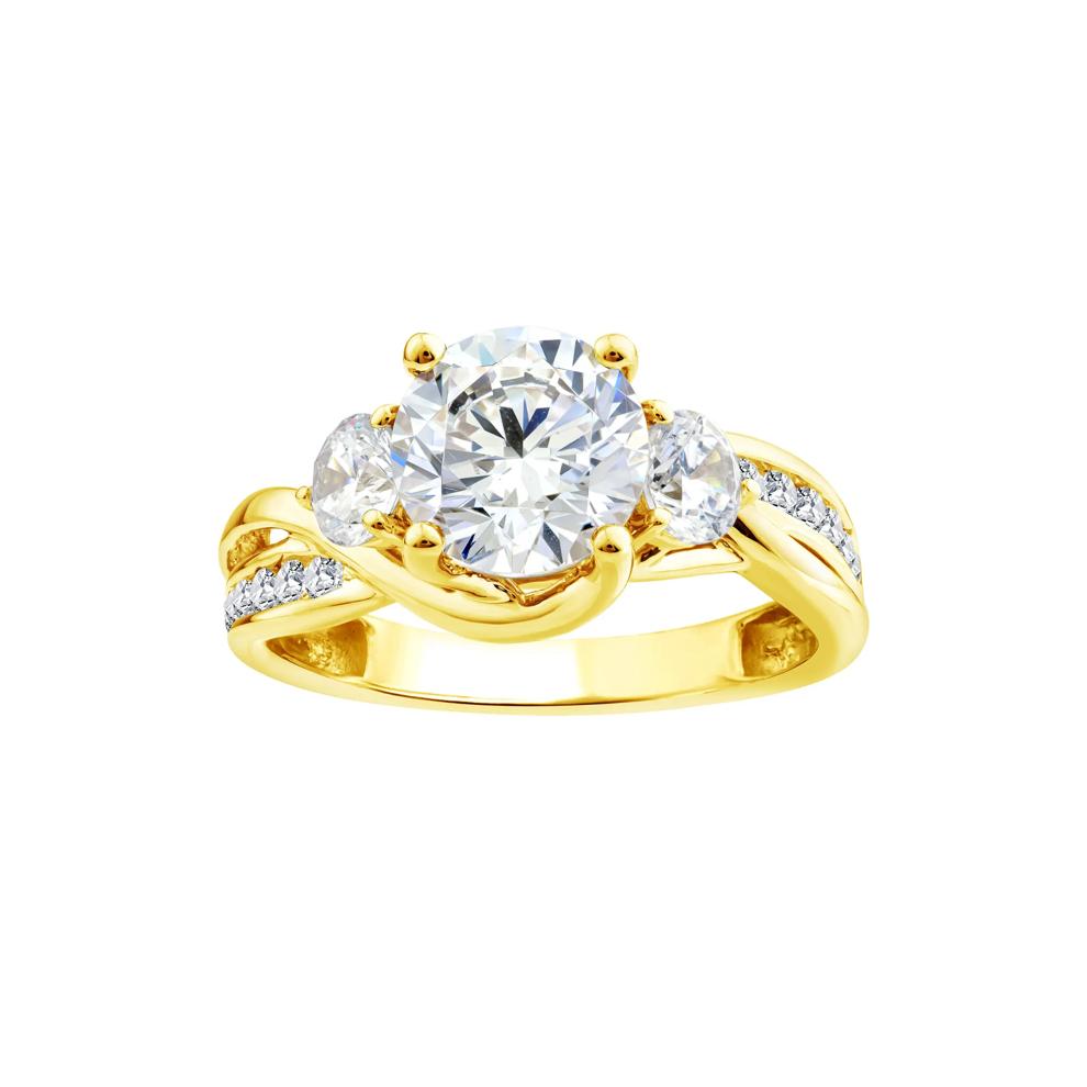 Lab Grown Diamond Three-Stone Engagement Ring in 10K Yellow Gold (2 3/4 ct. tw.) – Image 1 of 3