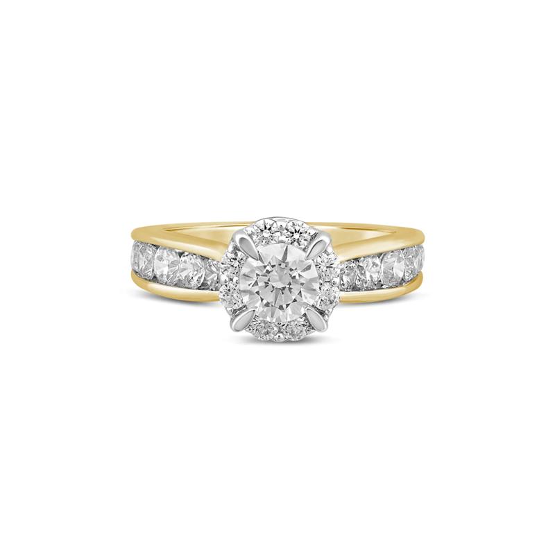 Round Diamond Engagement Ring with Channel-Set Diamond Band in 14K Yellow Gold &#40;2 ct. tw.&#41; – Image 1 of 3
