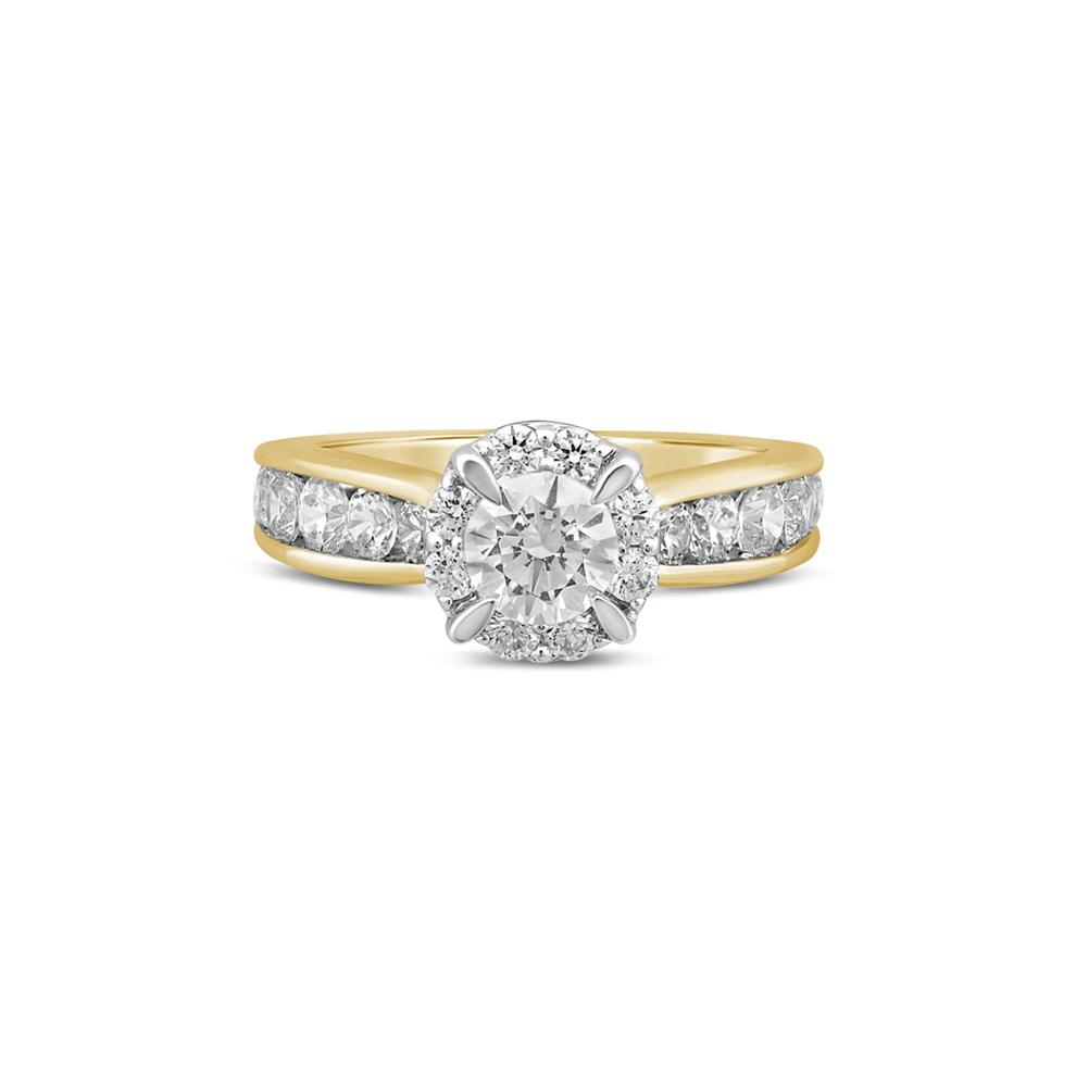 Round Diamond Engagement Ring with Channel-Set Diamond Band in 14K Yellow Gold (2 ct. tw.) – Image 1 of 3