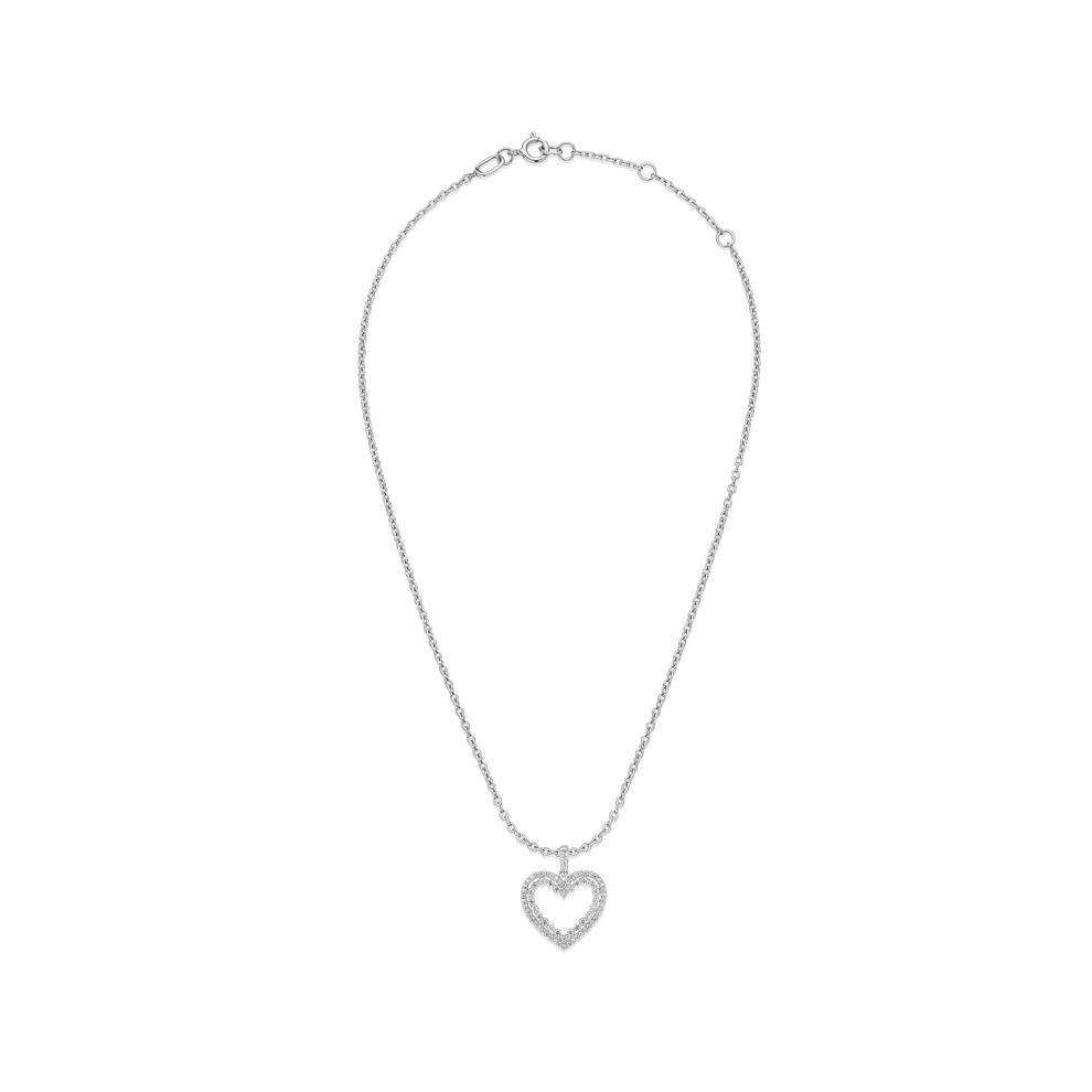 Diamond Double Open Heart Pendant in Sterling Silver (1/2 ct. tw.) – Image 3 of 4