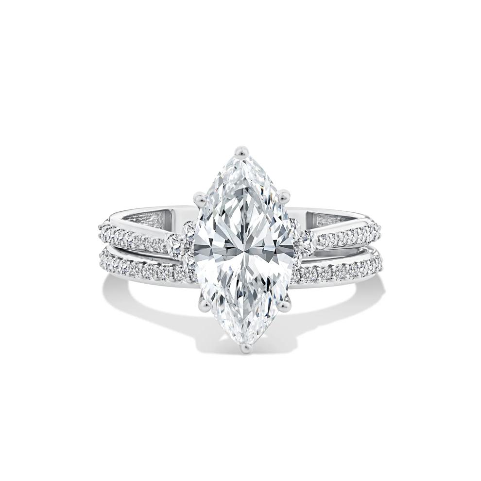 Lab Grown Diamond Marquise Engagement Set in 14K White Gold (3 ct. tw.) – Image 1 of 6