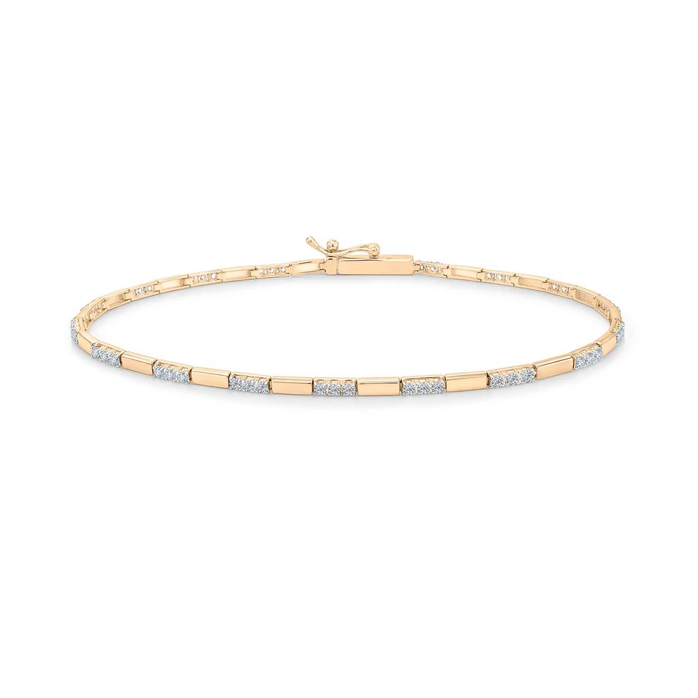 Diamond Bar Link Bracelet in 10K Yellow Gold, 7" (1/2 ct. tw.) – Image 1 of 2