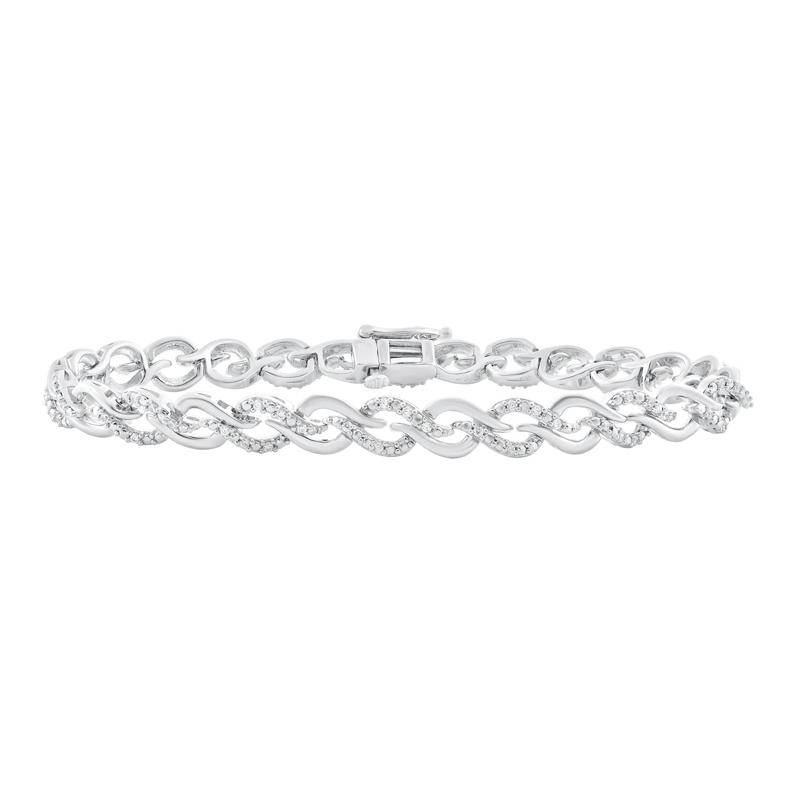 Diamond Woven Link Bracelet in Sterling Silver &#40;1/2 ct. tw.&#41; – Image 1 of 1