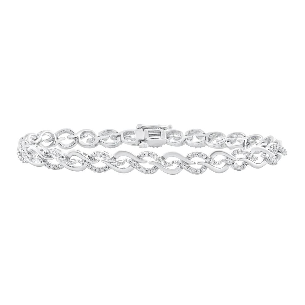 Diamond Woven Link Bracelet in Sterling Silver (1/2 ct. tw.) – Image 1 of 1