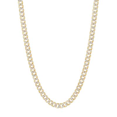 Men’s Pave Diamond-Cut Curb Chain in 14K Yellow Gold, 2.4MM, 18”