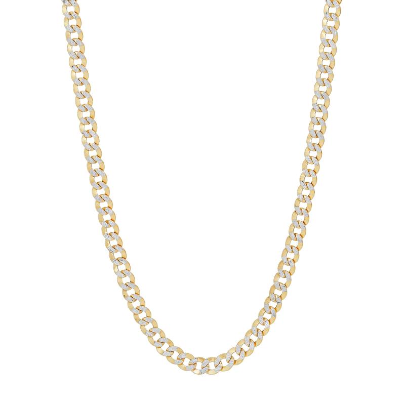 Men&rsquo;s Pave Diamond-Cut Curb Chain in 14K Yellow Gold, 2.4MM, 18&rdquo; – Image 1 of 3