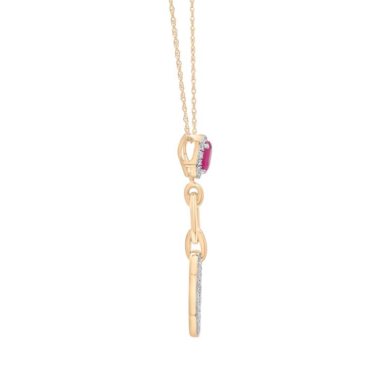 Ruby and Diamond Pendant in 14K Yellow Gold (1/5 ct. tw.) – Image 2 of 2