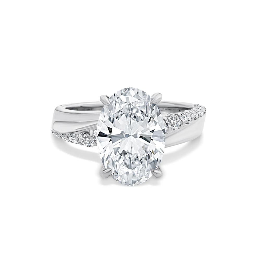 Lab Grown Diamond Oval Engagement Ring in Platinum (4 1/2 ct. tw.) – Image 1 of 4