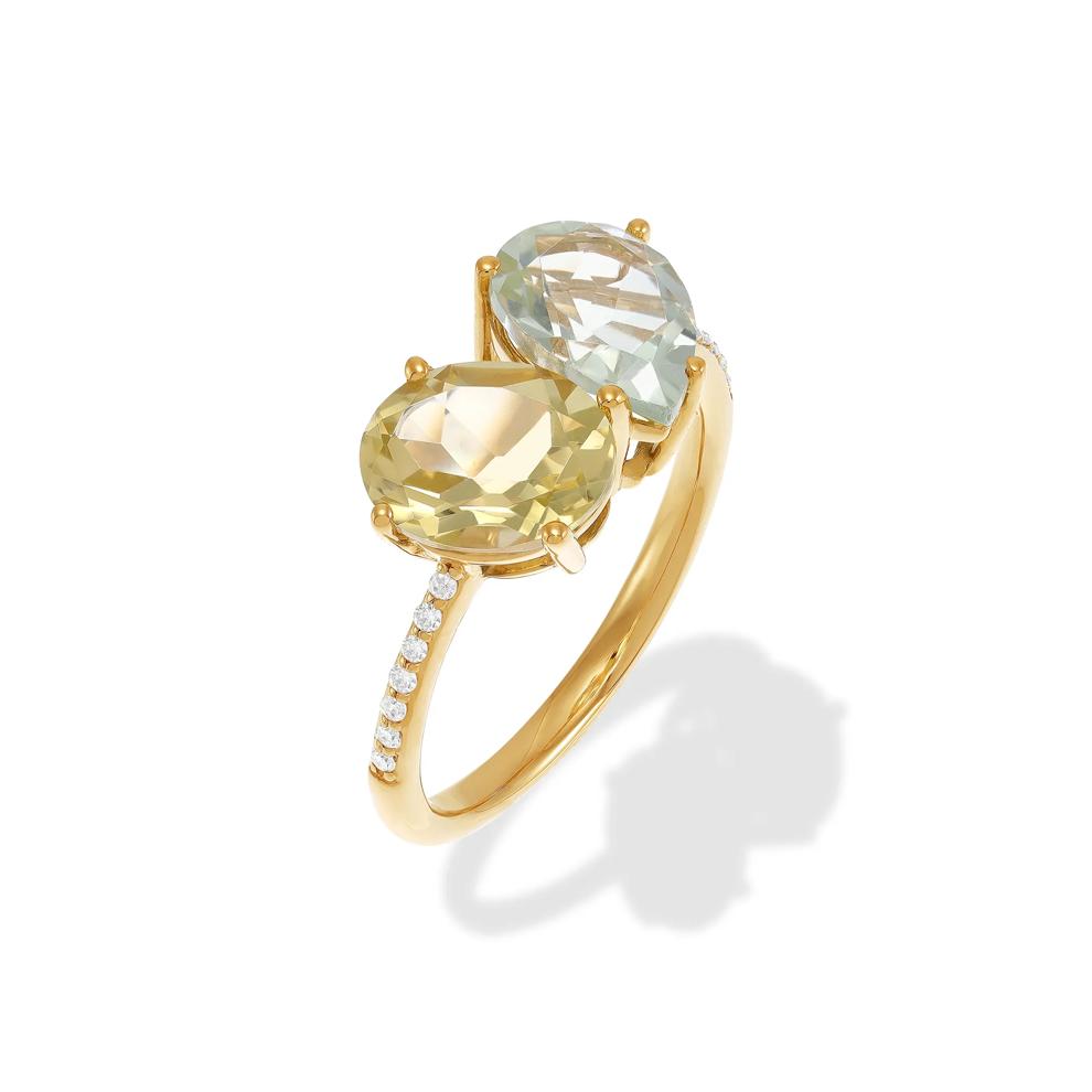 Amethyst, Quartz &amp; Diamond Accent Ring in 14K Yellow Gold – Image 4 of 4