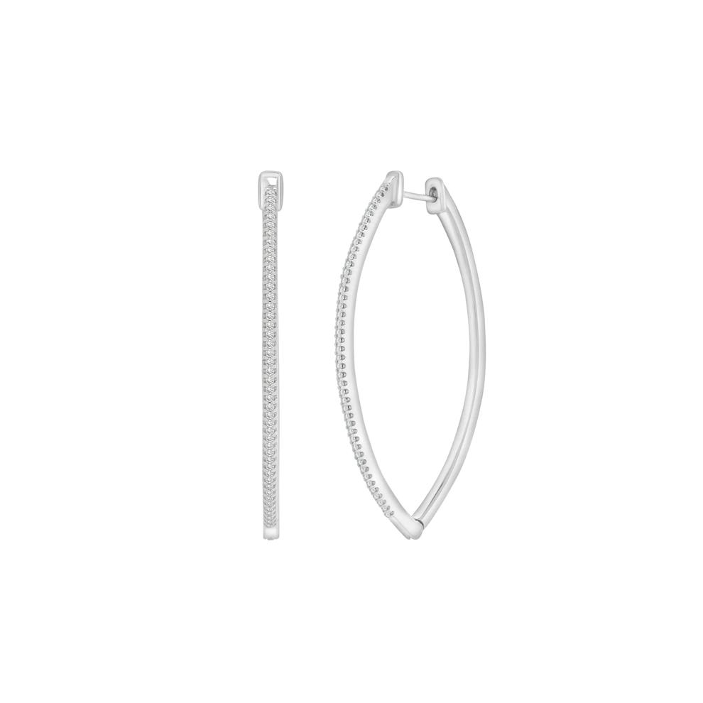 Diamond Pointed Hoops in Sterling Silver – Image 1 of 1