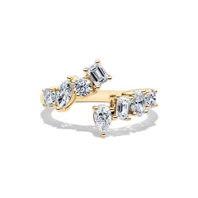 Lab Grown Diamond Multi-Shape Bypass Ring in 14K Yellow Gold (1 1/2 ct. tw.)