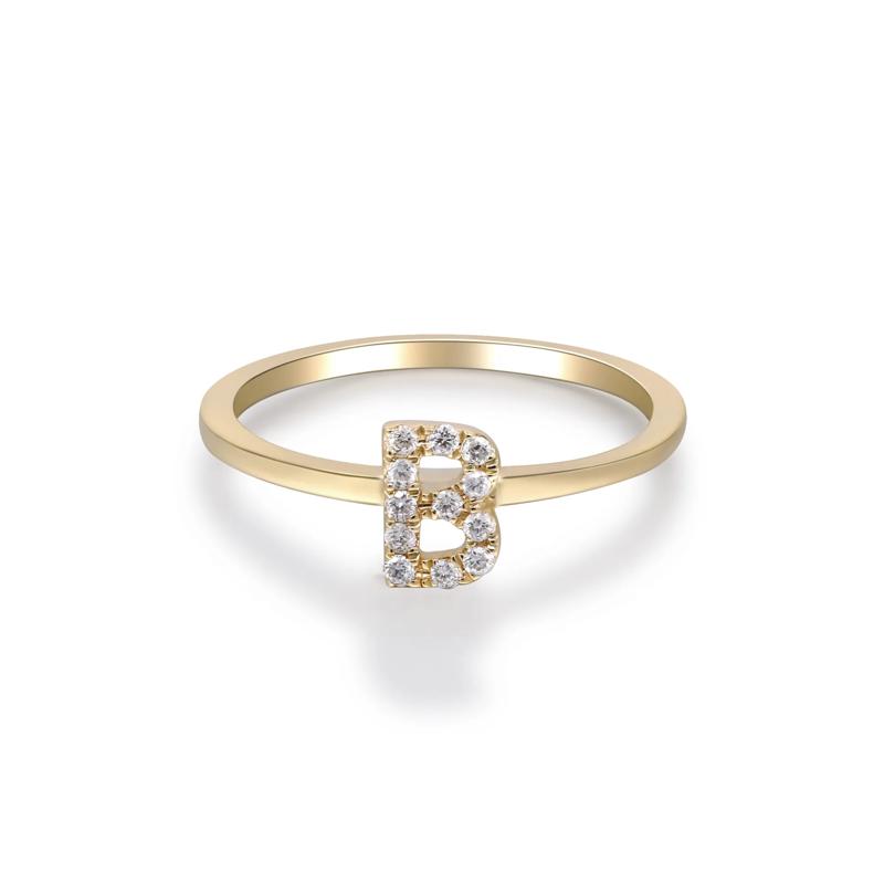 Diamond Accent &quot;B&quot; Initial Ring in 10K Yellow Gold – Image 5 of 5