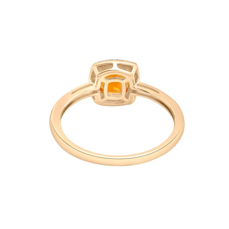 Citrine and Diamond Halo Ring in 10K Yellow Gold &#40;1/10 ct. tw.&#41; – Image 4 of 5