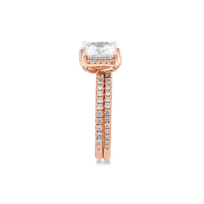 Lab Grown Diamond Princess-Cut Halo Bridal Set in 14K Rose Gold &#40;2 3/4 ct. tw.&#41; – Image 3 of 3