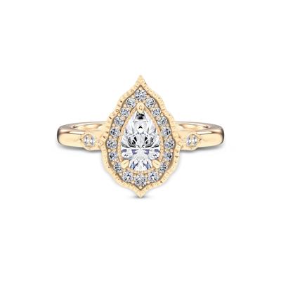 Diamond Pear-Shaped Halo Engagement Ring in 14K Yellow Gold (3/4 ct. tw.)