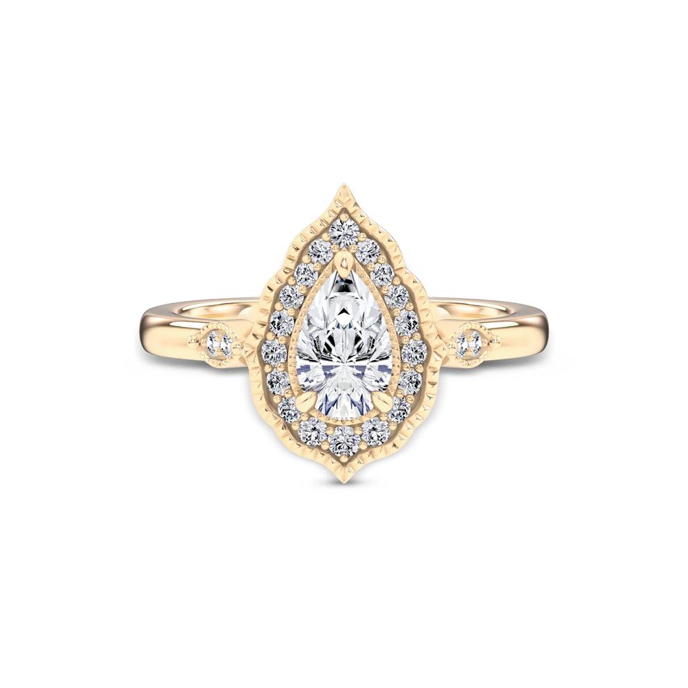 Diamond Pear-Shaped Halo Engagement Ring in 14K Yellow Gold (3/4 ct. tw.) – Image 1 of 4