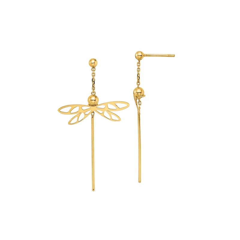 Dragonfly Dangle Earrings in 14K Yellow Gold – Image 1 of 1