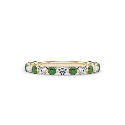 Lab Grown Diamond  & Lab-Created Emerald Half Eternity Anniversary Band in 14K Yellow Gold (1/3 ct. tw.)