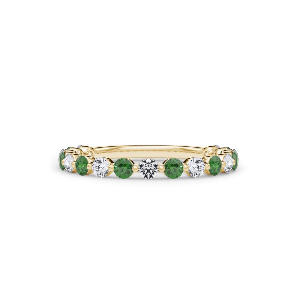 Lab Grown Diamond  &amp; Lab-Created Emerald Half Eternity Anniversary Band in 14K Yellow Gold (1/3 ct. tw.) – Image 1 of 4