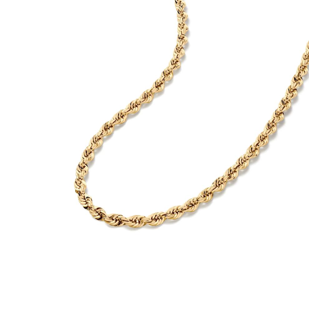 Heavy Hollow Glitter Rope Chain in 10K Yellow Gold, 20" – Image 4 of 5