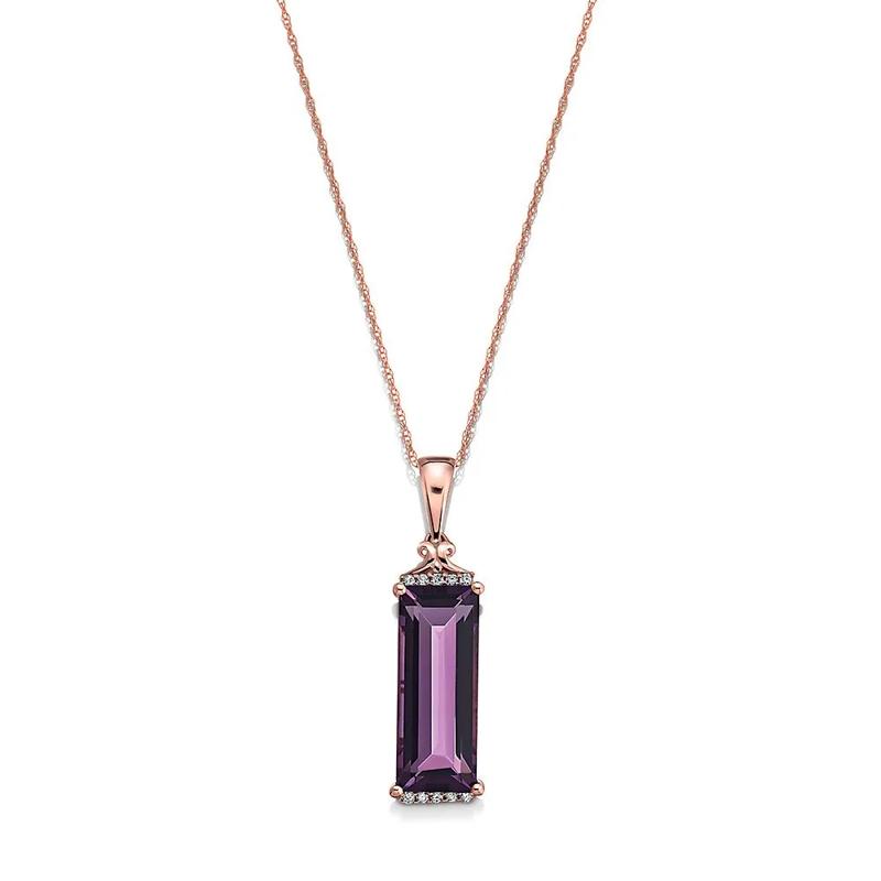 Amethyst &amp; Diamond Pendant in 10K Rose Gold – Image 1 of 1