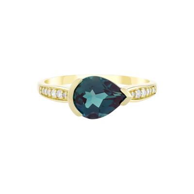 Pear-Shaped Alexandrite & Diamond Accent Ring in 10K Yellow Gold
