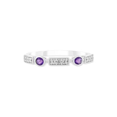 Amethyst & Lab-Created White Sapphire Stack Ring in Sterling Silver