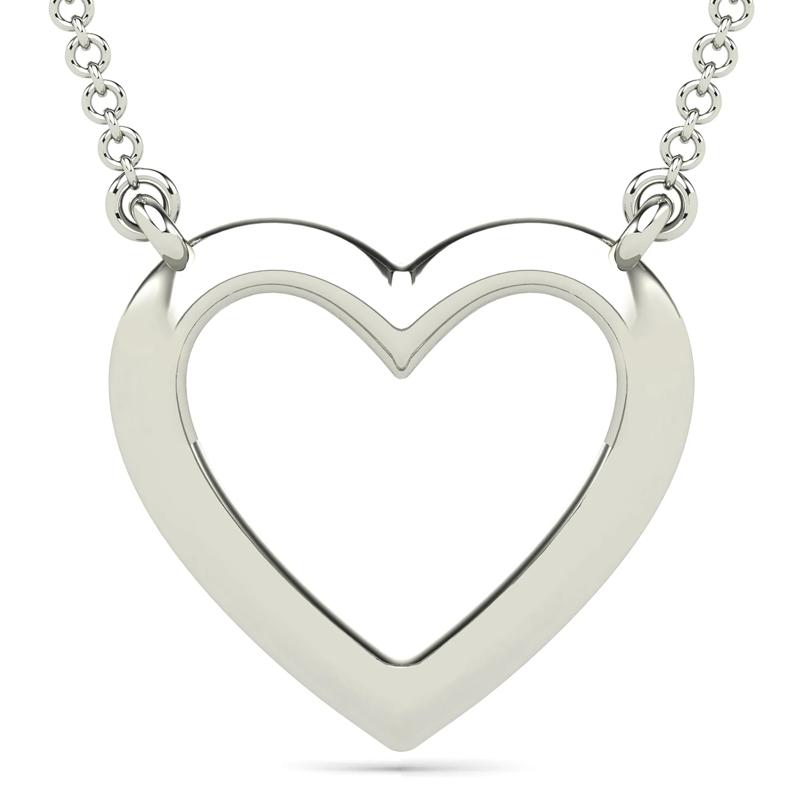 Diamond Accent Heart Necklace in 10K White Gold – Image 3 of 4