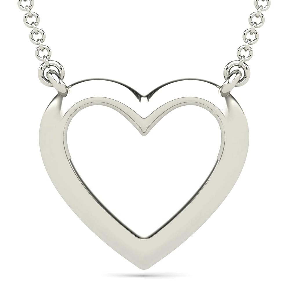 Diamond Accent Heart Necklace in 10K White Gold – Image 3 of 4