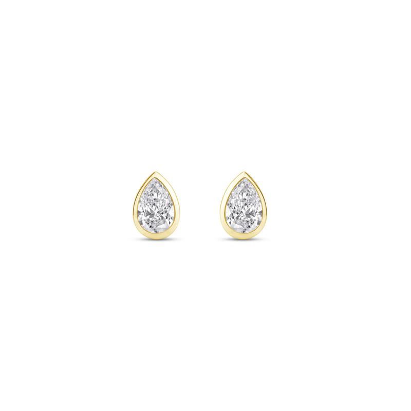 Lab Grown Diamond Bezel-Set Pear-Shaped Solitaire Stud Earrings in 14K Yellow Gold &#40;1/3 ct. tw.&#41; – Image 2 of 3