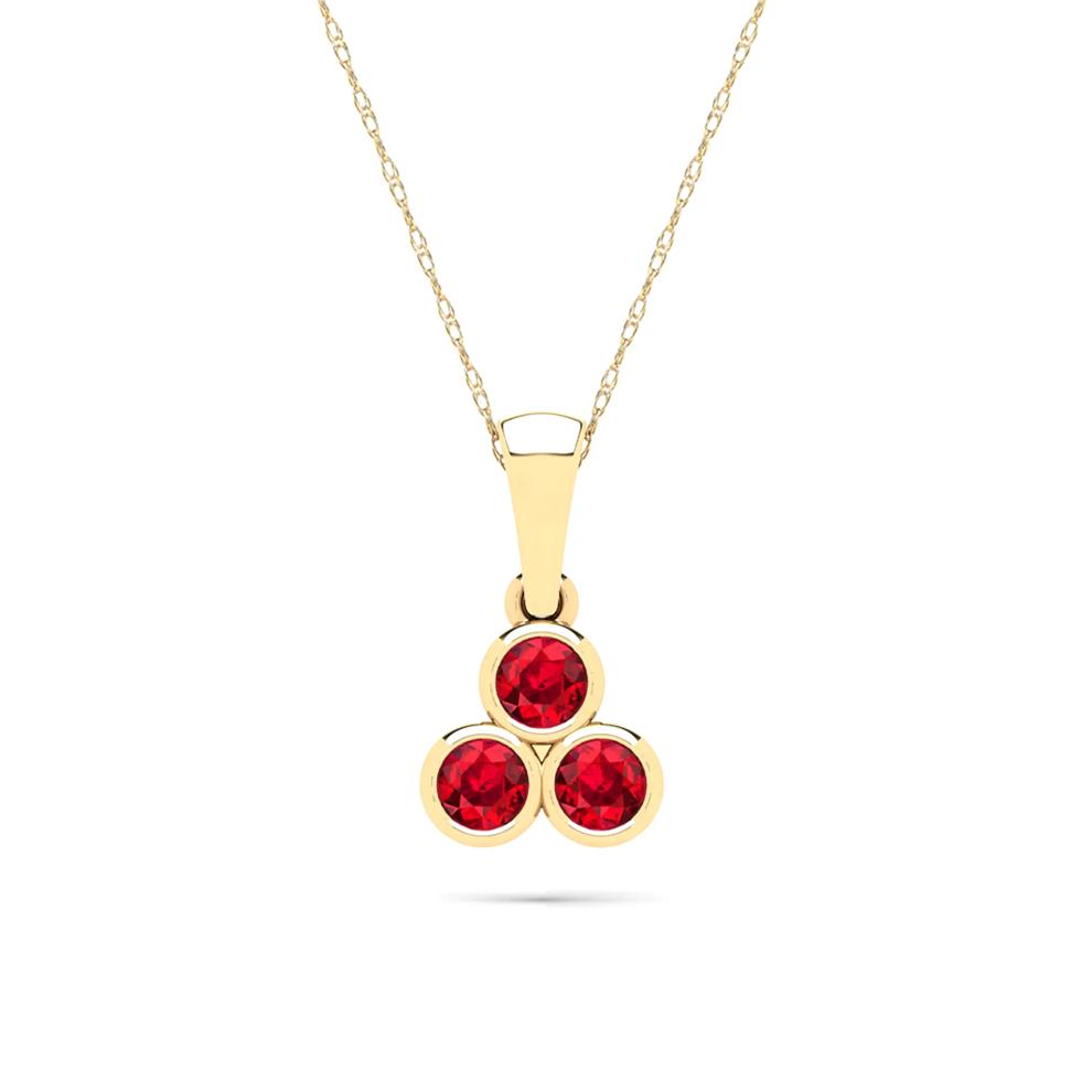 Ruby Three-Stone Pendant Necklace in 14K Yellow Gold – Image 1 of 4