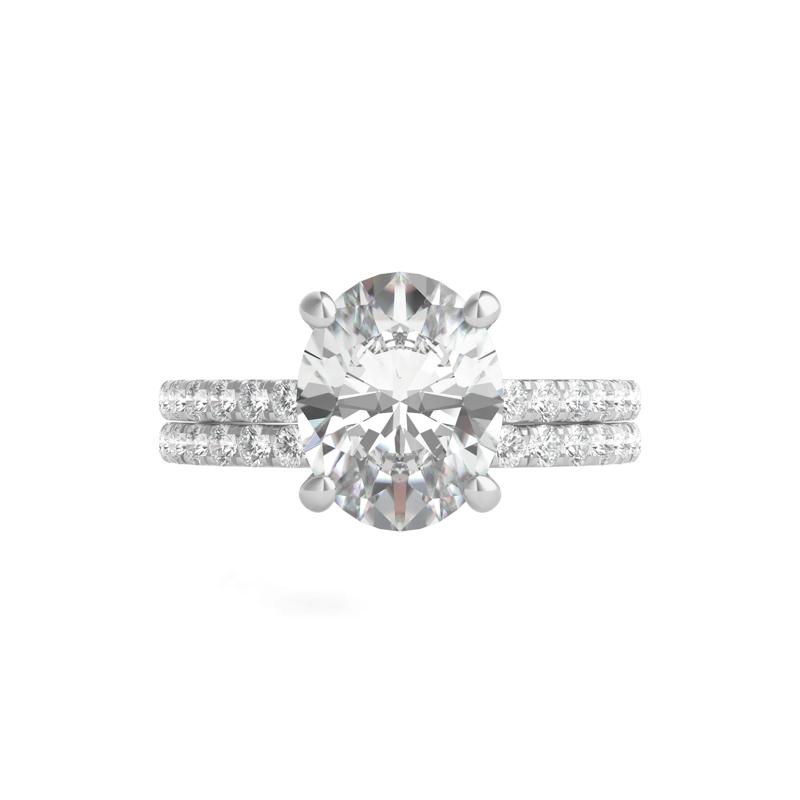 Lab Grown Diamond Oval Bridal Set in 14K White Gold &#40;3 1/2 ct. tw.&#41; – Image 1 of 6