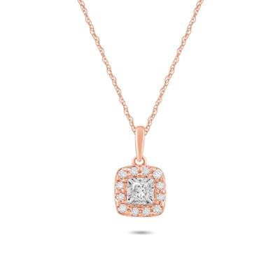 Diamond Princess-Cut Halo Pendant in 10K Rose Gold (1/4 ct. tw.)