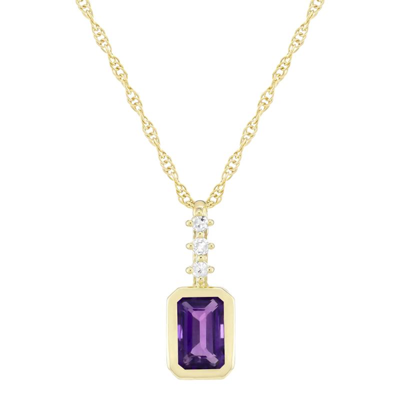 Amethyst and Diamond Accent Pendant in 10K Yellow Gold – Image 1 of 3