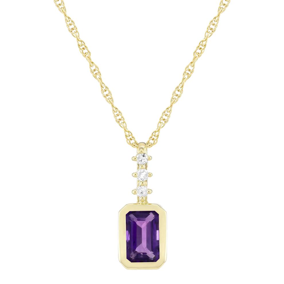 Amethyst and Diamond Accent Pendant in 10K Yellow Gold – Image 1 of 3