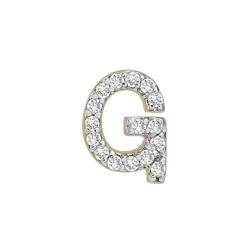 Single-Letter Stud Earring &ldquo;G&rdquo; with Diamond Accents in 10K Yellow Gold – Image 1 of 2