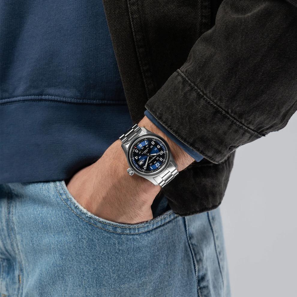 Men's Khaki Field Auto Watch with Stainless Steel Bracelet – Image 4 of 4