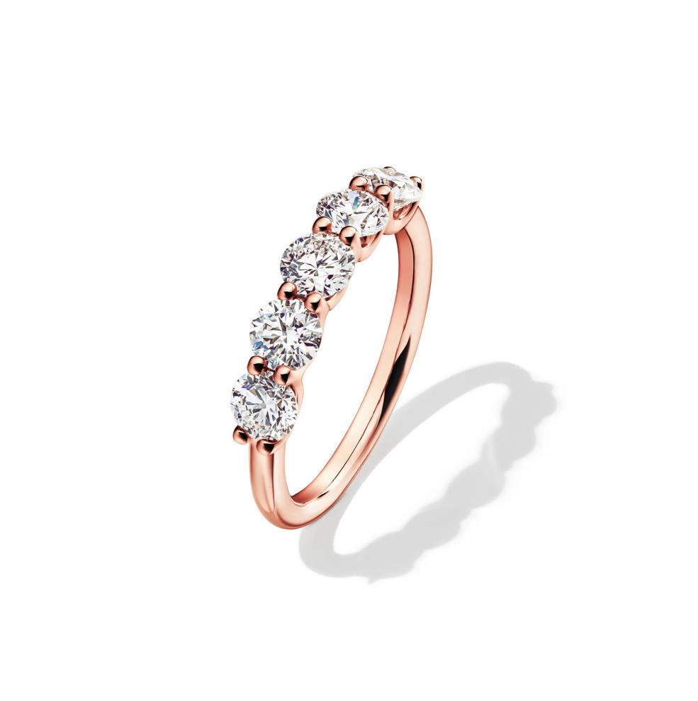 Lab Grown Diamond Five-Stone Round Anniversary Band in 14K Rose Gold (1 1/2 ct. tw.) – Image 4 of 4