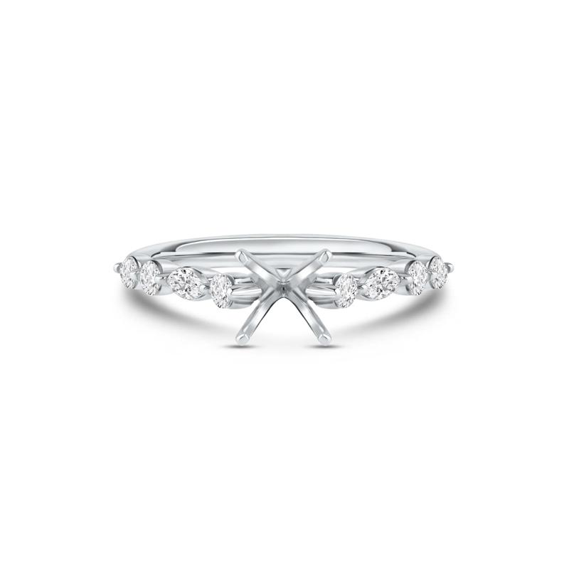 1/2 ct. tw. Marquise-Cut Diamond Semi-Mount Engagement Ring in 14k White Gold &#40;Setting Only&#41;  – Image 2 of 6