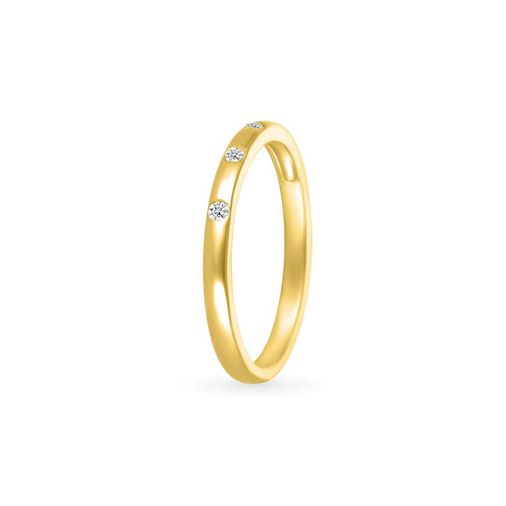 Diamond Accent Burnished Band in 10K Yellow Gold – Image 5 of 5