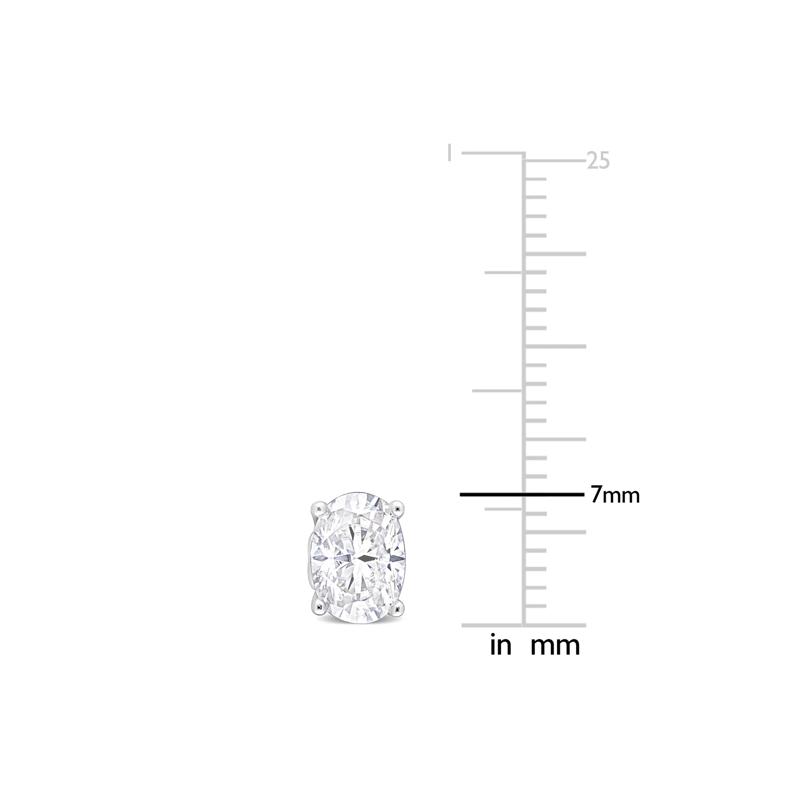 Lab-Created Moissanite Oval Solitaire Stud Earrings in Sterling Silver &#40;2 ct. dew&#41; – Image 4 of 5