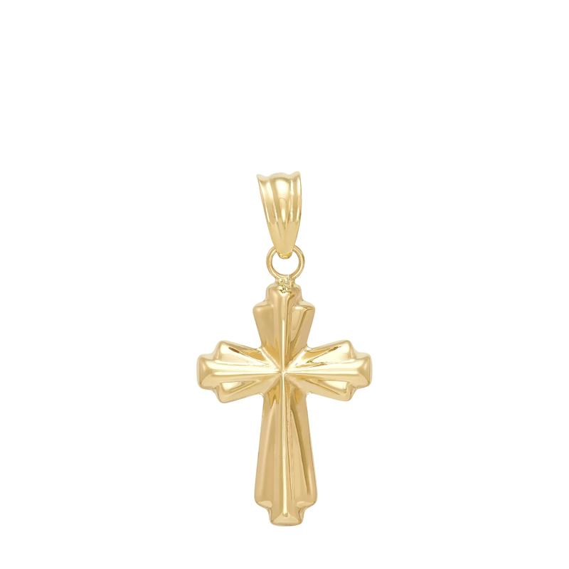 Puffed Cross Charm in 14K Yellow Gold – Image 1 of 3