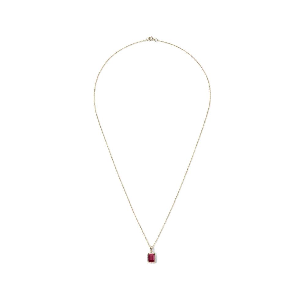 Ruby &amp; Diamond Accent Halo Pendant in 14K Yellow Gold – Image 3 of 4