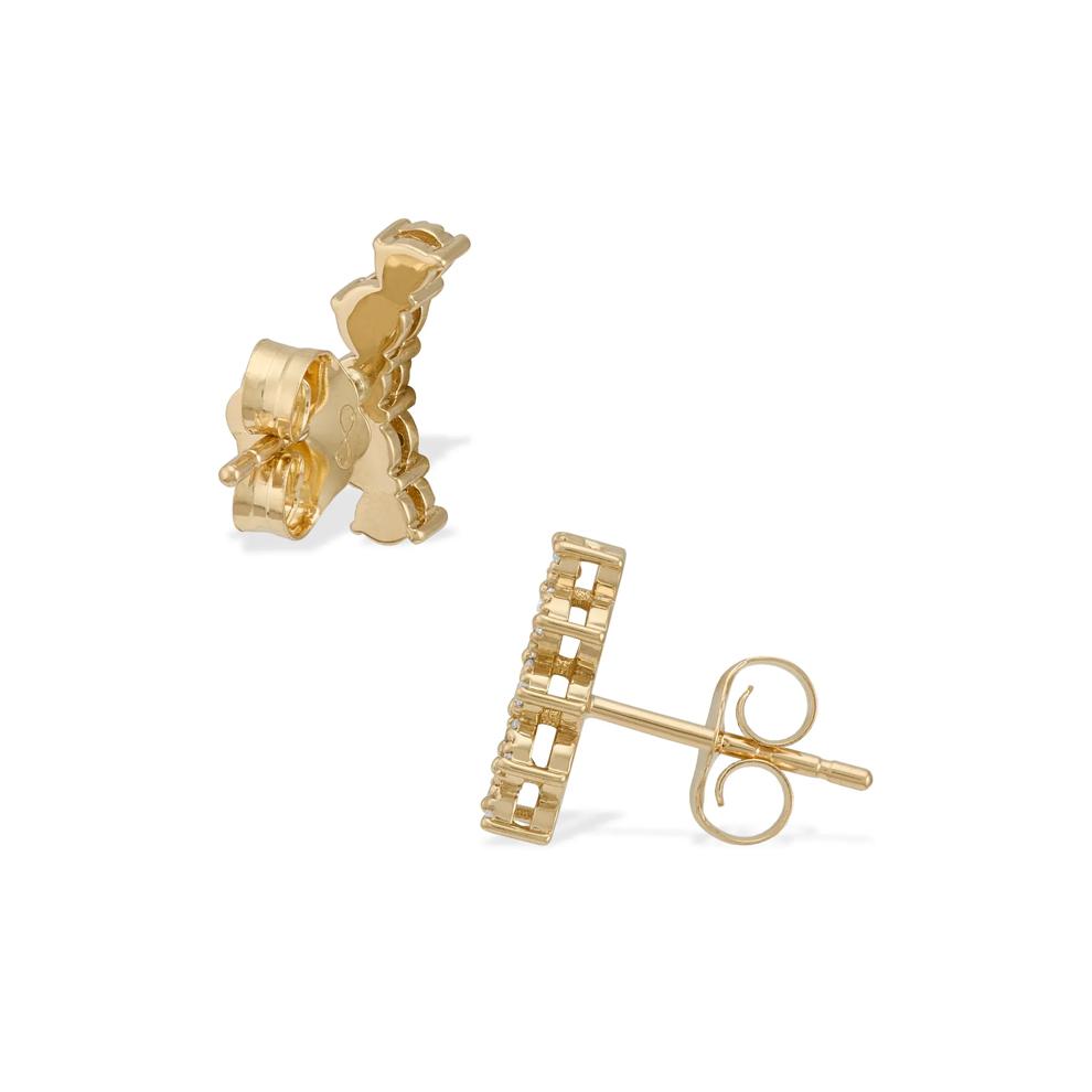 Diamond Curved Crawler Stud Earrings in 14K Yellow Gold (1/10 ct. tw.) – Image 2 of 2