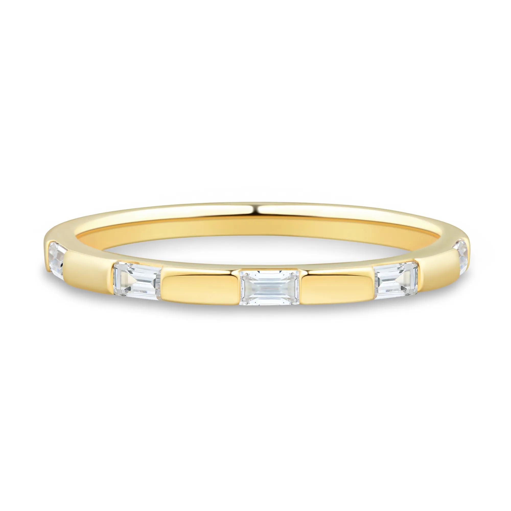 Lab Grown Diamond Baguette Wedding Band in 10K Yellow Gold