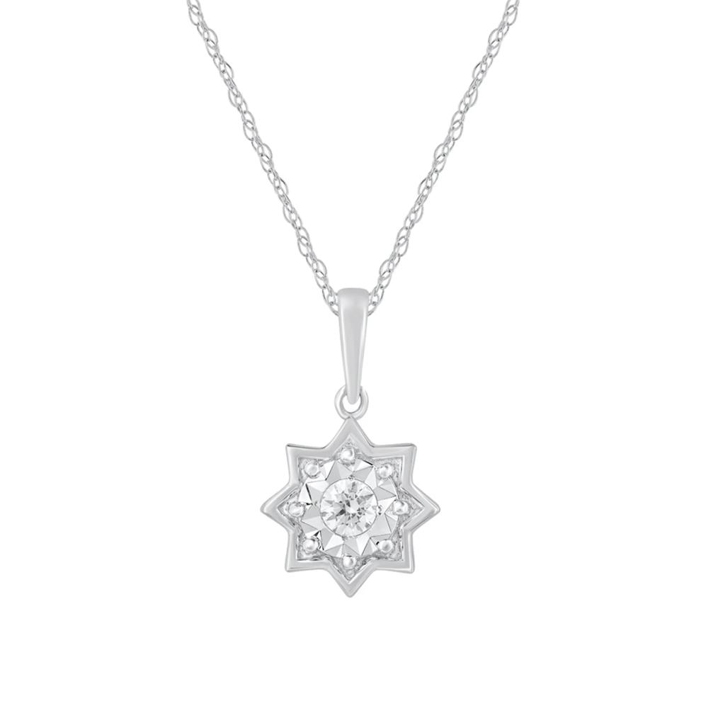 Diamond Illusion Plate Star Pendant Necklace in 10K White Gold  (1/8 ct. tw.) – Image 1 of 3