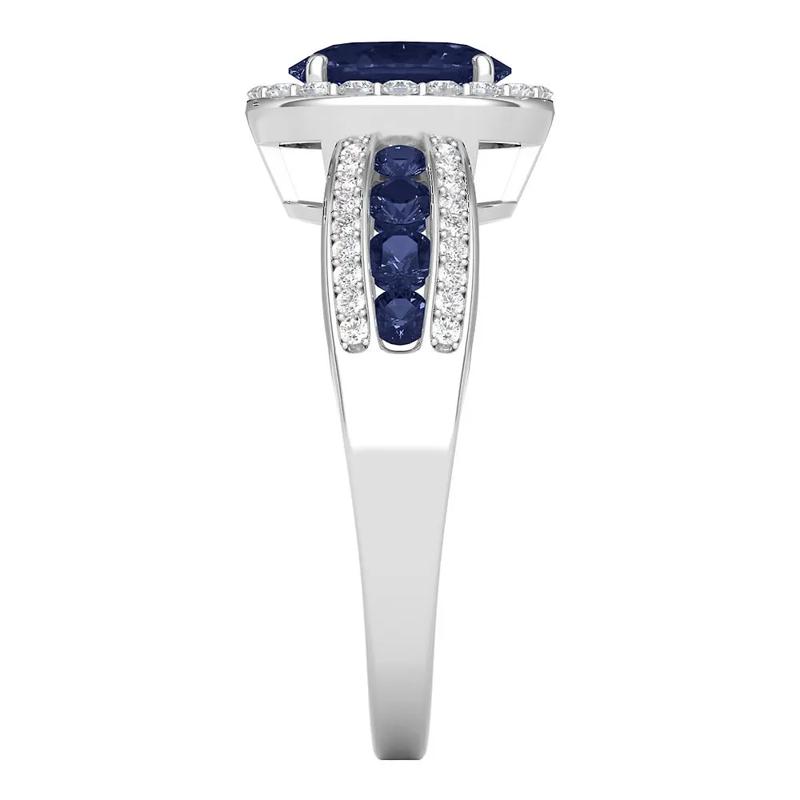 Blue Sapphire &amp; 1/4 ct. tw. Diamond Ring in 10K White Gold – Image 3 of 3