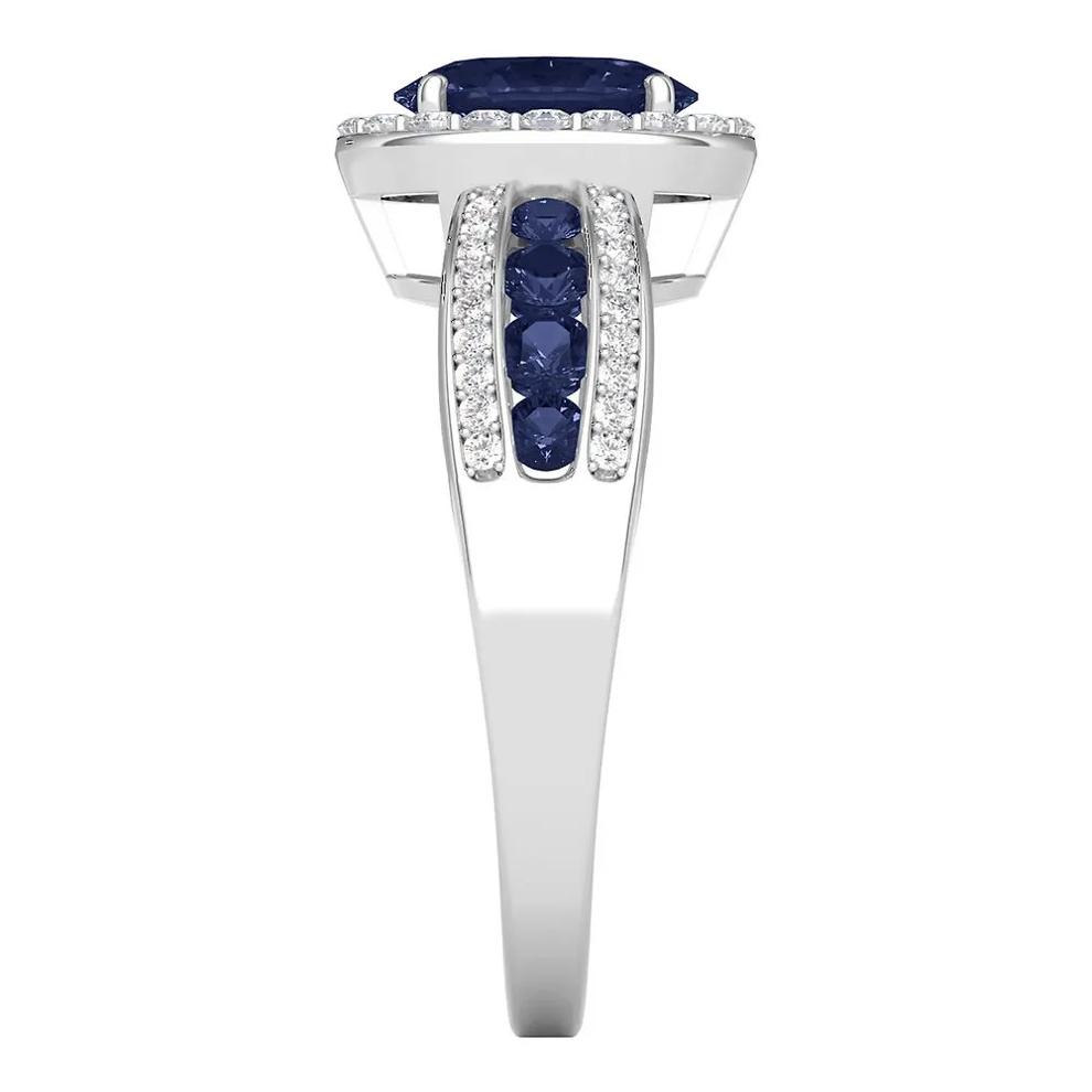 Blue Sapphire &amp; 1/4 ct. tw. Diamond Ring in 10K White Gold – Image 3 of 3